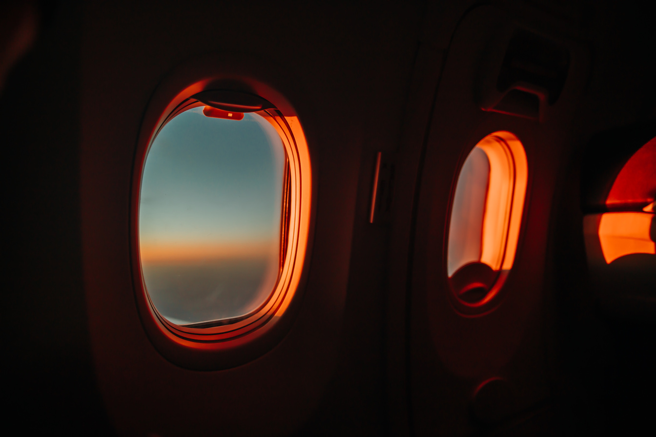 Interior View of Airplane Windows 